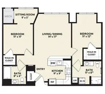 Floorplan of The Willows at Worcester, Assisted Living, Nursing Home, Independent Living, CCRC, Worcester, MA 5
