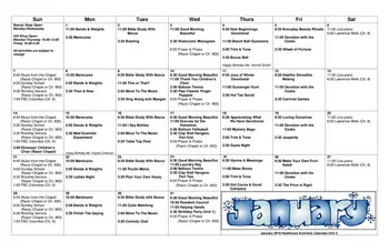 Activity Calendar of Martha Franks Retirement Community, Assisted Living, Nursing Home, Independent Living, CCRC, Laurens, SC 6