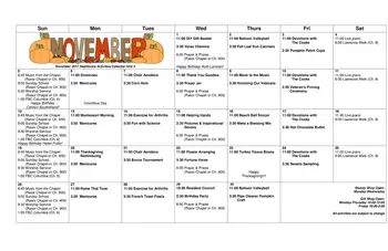 Activity Calendar of Martha Franks Retirement Community, Assisted Living, Nursing Home, Independent Living, CCRC, Laurens, SC 10