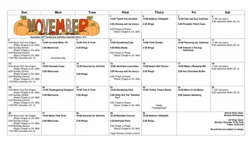 Activity Calendar of Martha Franks Retirement Community, Assisted Living, Nursing Home, Independent Living, CCRC, Laurens, SC 11