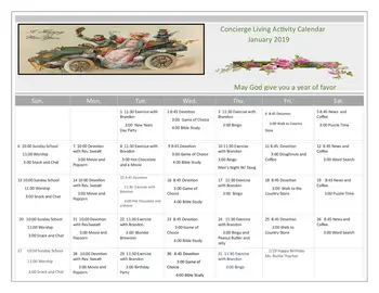 Activity Calendar of Bethea Retirement Community, Assisted Living, Nursing Home, Independent Living, CCRC, Darlington, SC 3