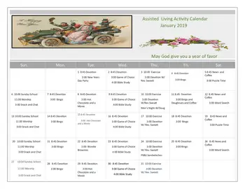 Activity Calendar of Bethea Retirement Community, Assisted Living, Nursing Home, Independent Living, CCRC, Darlington, SC 4
