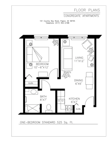 Floorplan of Country Bay Village, Assisted Living, Nursing Home, Independent Living, CCRC, Pigeon, MI 1