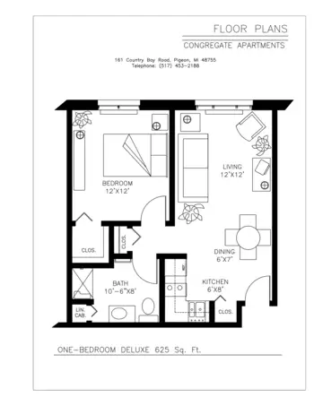 Floorplan of Country Bay Village, Assisted Living, Nursing Home, Independent Living, CCRC, Pigeon, MI 2