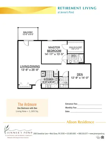 Floorplan of Jenners Pond, Assisted Living, Nursing Home, Independent Living, CCRC, West Grove, PA 1