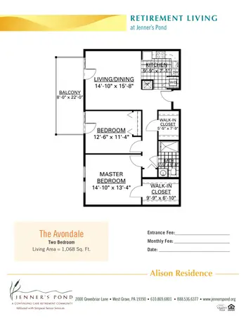 Floorplan of Jenners Pond, Assisted Living, Nursing Home, Independent Living, CCRC, West Grove, PA 2