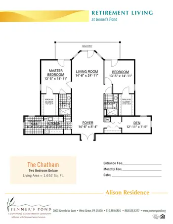 Floorplan of Jenners Pond, Assisted Living, Nursing Home, Independent Living, CCRC, West Grove, PA 3