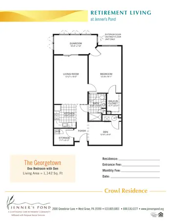 Floorplan of Jenners Pond, Assisted Living, Nursing Home, Independent Living, CCRC, West Grove, PA 9