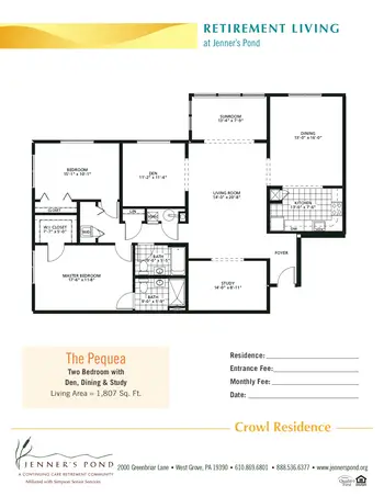 Floorplan of Jenners Pond, Assisted Living, Nursing Home, Independent Living, CCRC, West Grove, PA 10