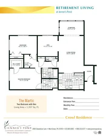 Floorplan of Jenners Pond, Assisted Living, Nursing Home, Independent Living, CCRC, West Grove, PA 13