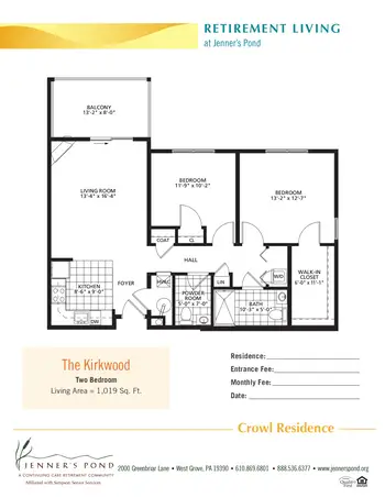 Floorplan of Jenners Pond, Assisted Living, Nursing Home, Independent Living, CCRC, West Grove, PA 16