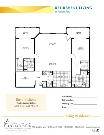 Floorplan of Jenners Pond, Assisted Living, Nursing Home, Independent Living, CCRC, West Grove, PA 17