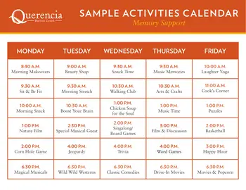 Activity Calendar of Querencia Barton Creek, Assisted Living, Nursing Home, Independent Living, CCRC, Austin, TX 4