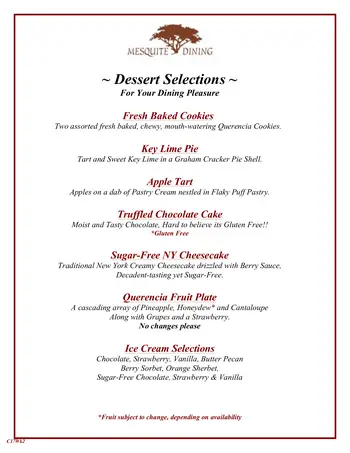 Dining menu of Querencia Barton Creek, Assisted Living, Nursing Home, Independent Living, CCRC, Austin, TX 5