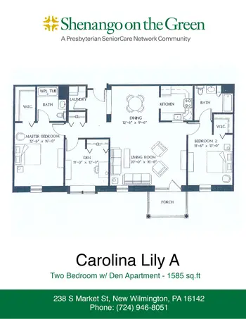 Floorplan of Shenango on the Green, Assisted Living, Nursing Home, Independent Living, CCRC, New Wilmington, PA 1