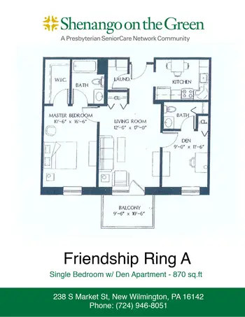 Floorplan of Shenango on the Green, Assisted Living, Nursing Home, Independent Living, CCRC, New Wilmington, PA 5