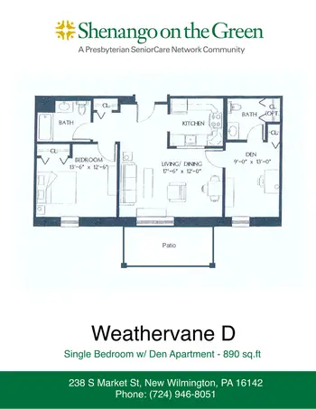 Floorplan of Shenango on the Green, Assisted Living, Nursing Home, Independent Living, CCRC, New Wilmington, PA 16