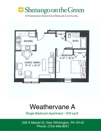 Floorplan of Shenango on the Green, Assisted Living, Nursing Home, Independent Living, CCRC, New Wilmington, PA 12