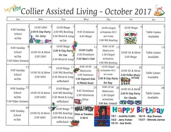 Activity Calendar of Wesley Towers, Assisted Living, Nursing Home, Independent Living, CCRC, Hutchinson, KS 5