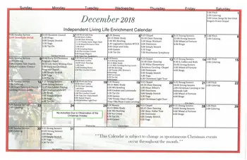 Activity Calendar of Wesley Towers, Assisted Living, Nursing Home, Independent Living, CCRC, Hutchinson, KS 12