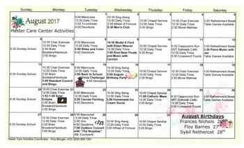 Activity Calendar of Wesley Towers, Assisted Living, Nursing Home, Independent Living, CCRC, Hutchinson, KS 14