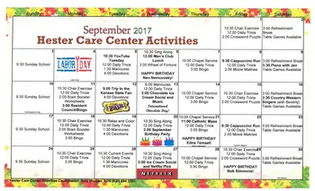 Activity Calendar of Wesley Towers, Assisted Living, Nursing Home, Independent Living, CCRC, Hutchinson, KS 15