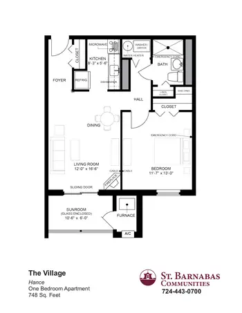Floorplan of The Village, Assisted Living, Nursing Home, Independent Living, CCRC, Gibsonia, PA 1