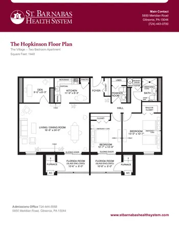 Floorplan of The Village, Assisted Living, Nursing Home, Independent Living, CCRC, Gibsonia, PA 6