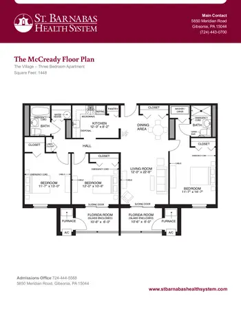 Floorplan of The Village, Assisted Living, Nursing Home, Independent Living, CCRC, Gibsonia, PA 7