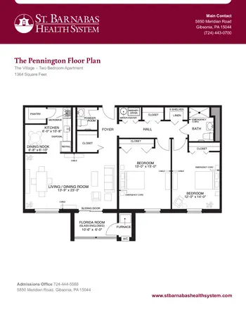 Floorplan of The Village, Assisted Living, Nursing Home, Independent Living, CCRC, Gibsonia, PA 10