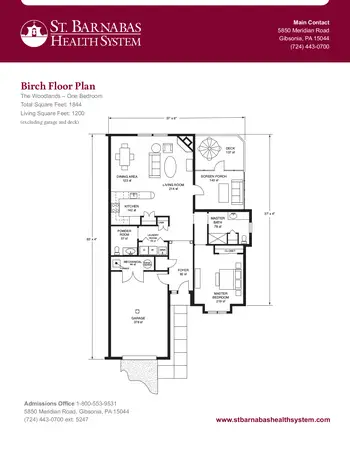 Floorplan of The Woodlands, Assisted Living, Nursing Home, Independent Living, CCRC, Valencia, PA 1