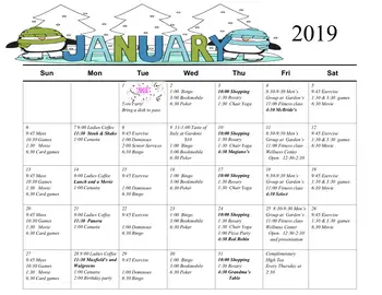 Activity Calendar of The Lakes at Waterford, Assisted Living, Nursing Home, Independent Living, CCRC, Aurora, IL 3