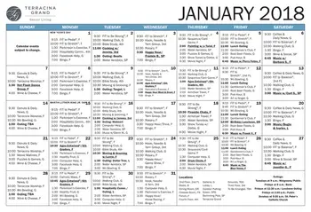 Activity Calendar of Terracina Grand, Assisted Living, Nursing Home, Independent Living, CCRC, Naples, FL 1