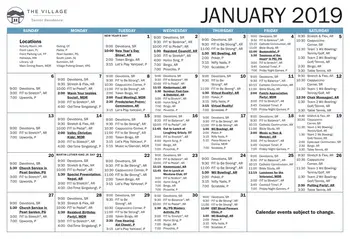 Activity Calendar of The Village, Assisted Living, Nursing Home, Independent Living, CCRC, Missoula, MT 2