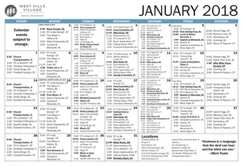 Activity Calendar of West Hills Village, Assisted Living, Nursing Home, Independent Living, CCRC, Portland, OR 1