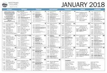 Activity Calendar of Westpark Village, Assisted Living, Nursing Home, Independent Living, CCRC, Billings, MT 1