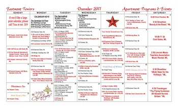 Activity Calendar of Eastmont Towers Community, Assisted Living, Nursing Home, Independent Living, CCRC, Lincoln, NE 1