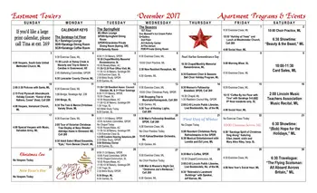 Activity Calendar of Eastmont Towers Community, Assisted Living, Nursing Home, Independent Living, CCRC, Lincoln, NE 2