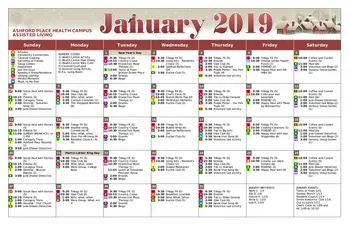 Activity Calendar of Ashford Place Health Campus, Assisted Living, Nursing Home, Independent Living, CCRC, Shelbyville, IN 5