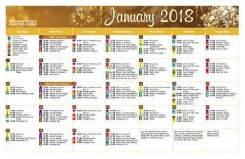 Activity Calendar of Bethany Pointe Health Campus, Assisted Living, Nursing Home, Independent Living, CCRC, Anderson, IN 1