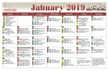 Activity Calendar of Bethany Pointe Health Campus, Assisted Living, Nursing Home, Independent Living, CCRC, Anderson, IN 4