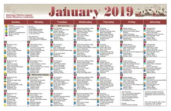 Activity Calendar of Bethany Pointe Health Campus, Assisted Living, Nursing Home, Independent Living, CCRC, Anderson, IN 7