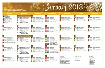 Activity Calendar of Blair Ridge Health Campus, Assisted Living, Nursing Home, Independent Living, CCRC, Peru, IN 1