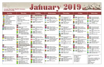 Activity Calendar of Creasy Springs Health Campus, Assisted Living, Nursing Home, Independent Living, CCRC, Lafayette, IN 4