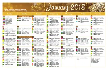 Activity Calendar of Forest Springs Health Campus, Assisted Living, Nursing Home, Independent Living, CCRC, Louisville, KY 1