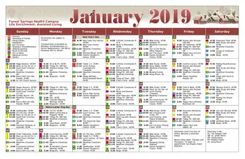 Activity Calendar of Forest Springs Health Campus, Assisted Living, Nursing Home, Independent Living, CCRC, Louisville, KY 4