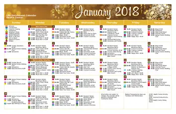 Activity Calendar of North River Health Campus, Assisted Living, Nursing Home, Independent Living, CCRC, Evansville, IN 2