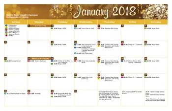 Activity Calendar of North River Health Campus, Assisted Living, Nursing Home, Independent Living, CCRC, Evansville, IN 3