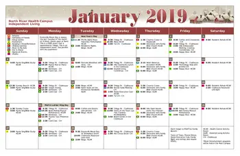Activity Calendar of North River Health Campus, Assisted Living, Nursing Home, Independent Living, CCRC, Evansville, IN 6