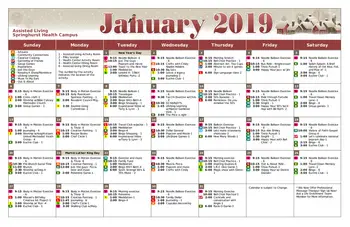 Activity Calendar of Springhurst Health Campus, Assisted Living, Nursing Home, Independent Living, CCRC, Greenfield, IN 5